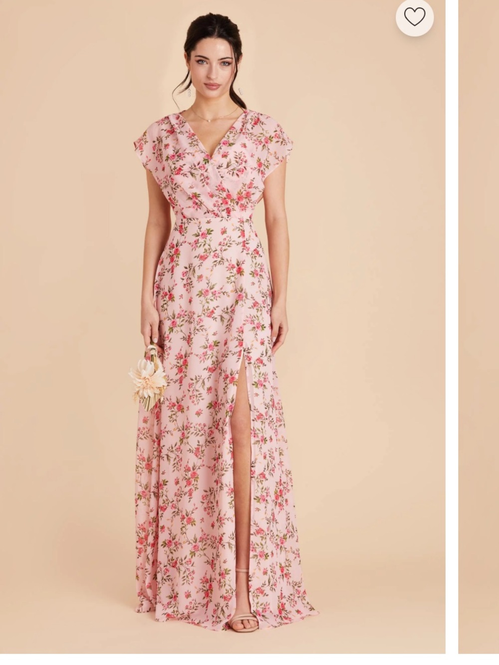 Pink Floral Maxi Dress - Elegant V-Neck